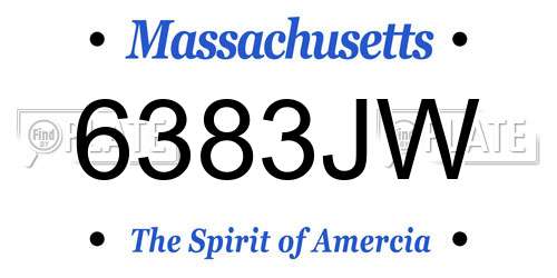 6383JW Massachusetts License Plate