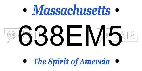 638EM5 Massachusetts License Plate