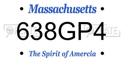 638GP4 Massachusetts License Plate