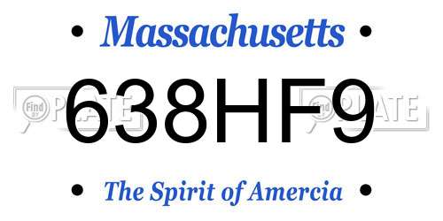 638HF9 Massachusetts License Plate