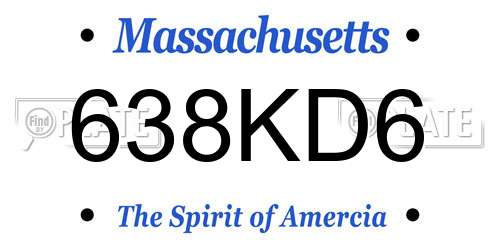 638KD6 Massachusetts License Plate