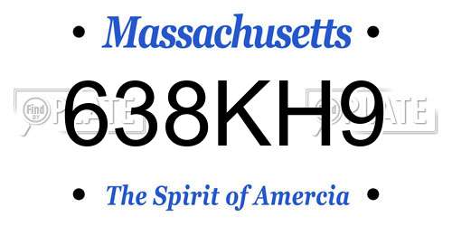 638KH9 Massachusetts License Plate