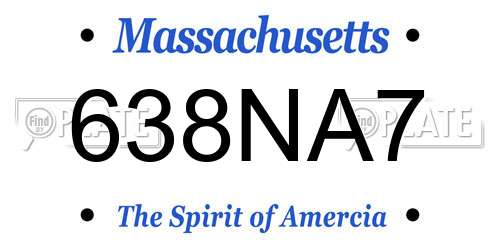 638NA7 Massachusetts License Plate