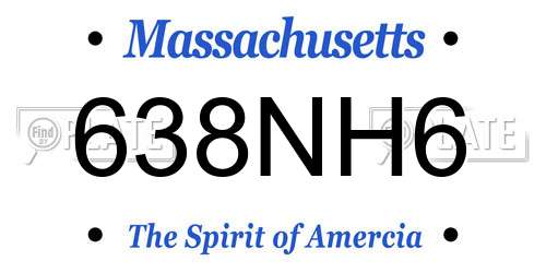 638NH6 Massachusetts License Plate