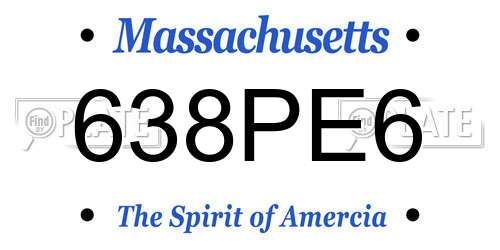 638PE6 Massachusetts License Plate