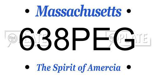 638PEG Massachusetts License Plate