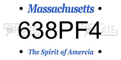 638PF4 Massachusetts License Plate