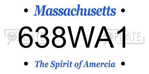 638WA1 Massachusetts License Plate