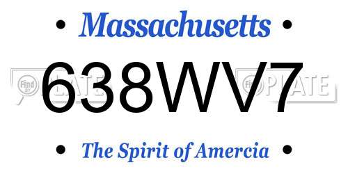 638WV7 Massachusetts License Plate