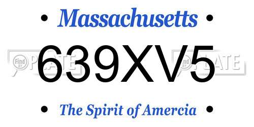 639XV5 Massachusetts License Plate