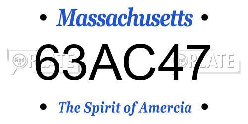 63AC47 Massachusetts License Plate