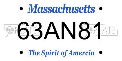 63AN81 Massachusetts License Plate