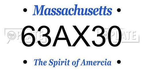 63AX30 Massachusetts License Plate
