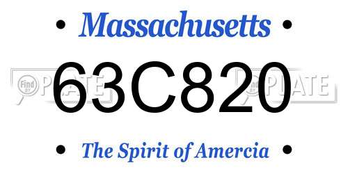 63C820 Massachusetts License Plate