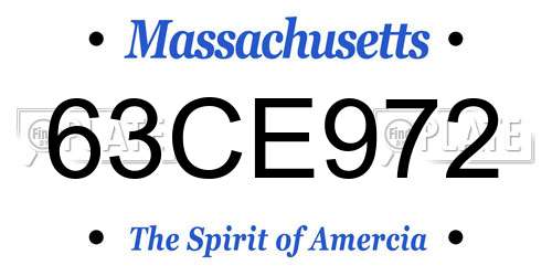 63CE972 Massachusetts License Plate