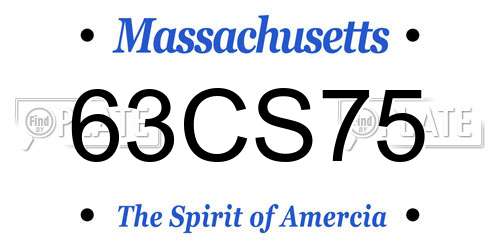 63CS75 Massachusetts License Plate