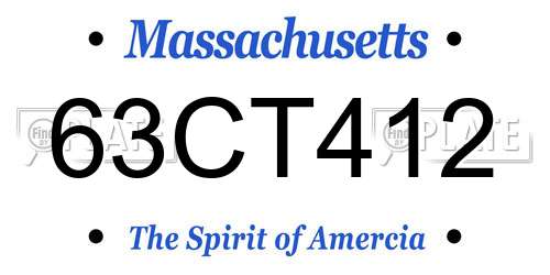 63CT412 Massachusetts License Plate