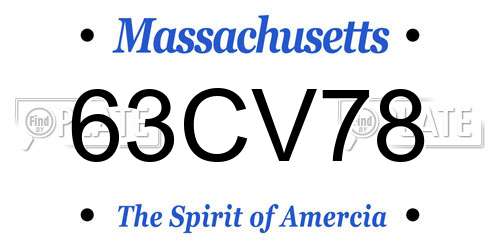 63CV78 Massachusetts License Plate