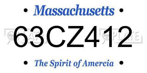 63CZ412 Massachusetts License Plate