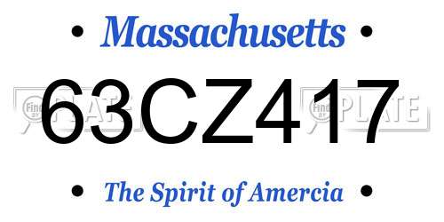 63CZ417 Massachusetts License Plate