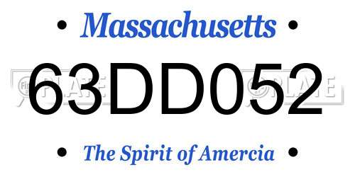 63DD052 Massachusetts License Plate