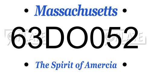 63DO052 Massachusetts License Plate