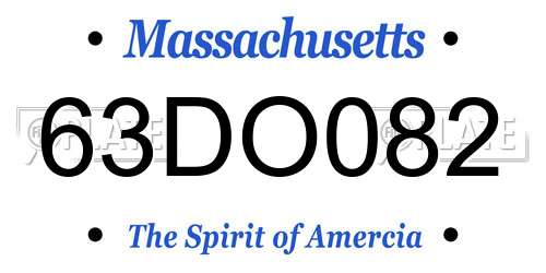 63DO082 Massachusetts License Plate