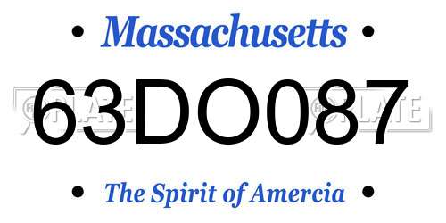 63DO087 Massachusetts License Plate