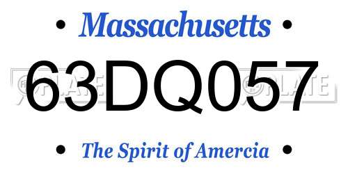 63DQ057 Massachusetts License Plate