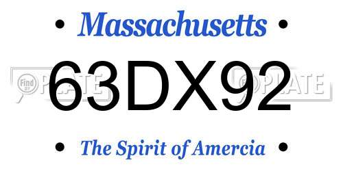 63DX92 Massachusetts License Plate