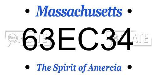 63EC34 Massachusetts License Plate