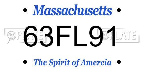 63FL91 Massachusetts License Plate