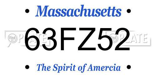 63FZ52 Massachusetts License Plate