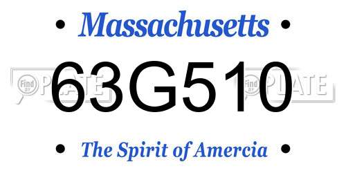 63G510 Massachusetts License Plate