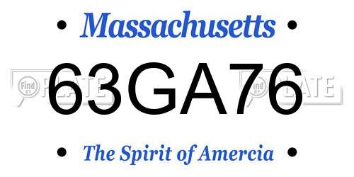 63GA76 Massachusetts License Plate