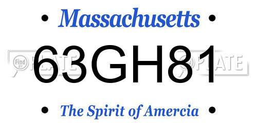 63GH81 Massachusetts License Plate