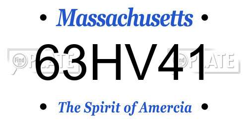 63HV41 Massachusetts License Plate
