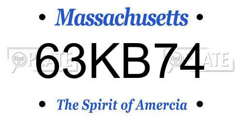 63KB74 Massachusetts License Plate