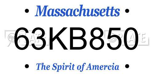 63KB850 Massachusetts License Plate