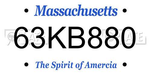 63KB880 Massachusetts License Plate