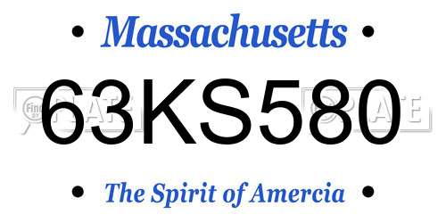 63KS580 Massachusetts License Plate