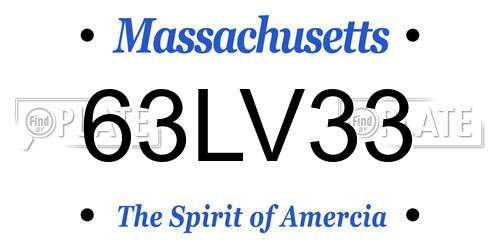 63LV33 Massachusetts License Plate