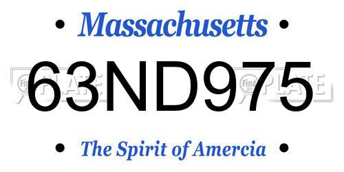 63ND975 Massachusetts License Plate