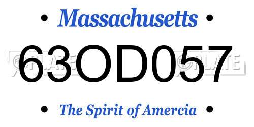 63OD057 Massachusetts License Plate