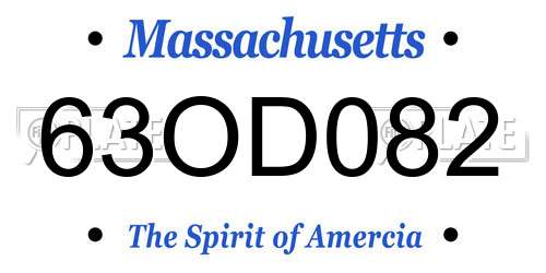 63OD082 Massachusetts License Plate