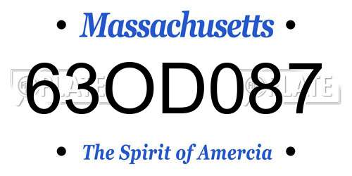63OD087 Massachusetts License Plate