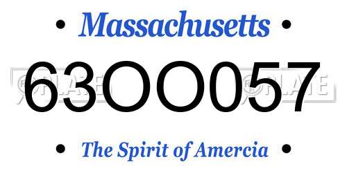 63OO057 Massachusetts License Plate