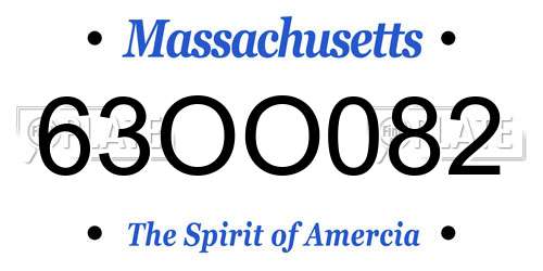 63OO082 Massachusetts License Plate
