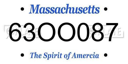 63OO087 Massachusetts License Plate