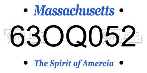 63OQ052 Massachusetts License Plate